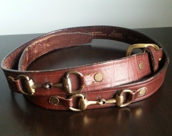 vintage horsebit english bridle brown leather belt
