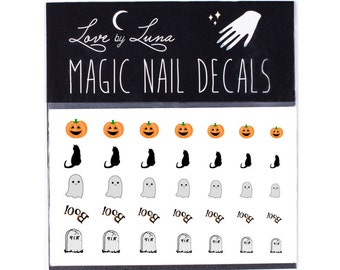 Halloween Nail Decals 2 / Cute Halloween Nail Decals / Spooky Nail Decals / Pumpkin Nail Decals / Cat Nail Decals / Ghost Nail Decals