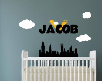Batman Wall Decal - Boy Name Wall Decal - Removable Vinyl Wall Decal