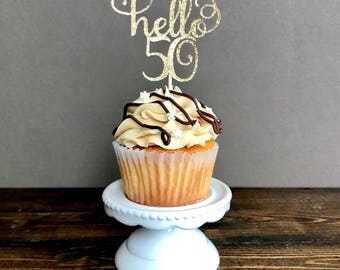 50th birthday cupcake toppers, fifty cupcake toppers, 50th birthday decorations, 50th birthday party, birthday decorations, party supplies