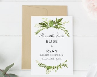 Greenery Save-the-date, Save the date with greenery, Botanical save the date, Save our Date, Minimalist Save the date, Save the Date Magnet