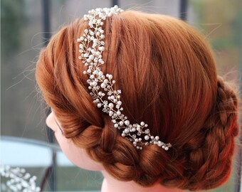 Wedding headband, Pearl Bridal headband, Pearl headband, Bridal headband, Bridal halo, Pearl hair vine, Bridal hair accessories, Tiara