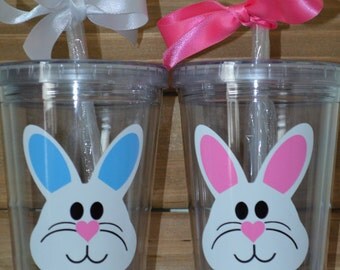 Easter Bunny Kids Cup- Boy or Girl! Bunny Straw Cup- Bunny Tumbler Cup- Easter Bunny Straw Cup- Easter Bunny Tumbler Cup- Rabbit Tumbler Str