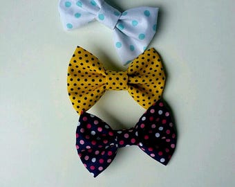 Polka dot bows, yellow polka dot,fabric bows, set of bows for girls