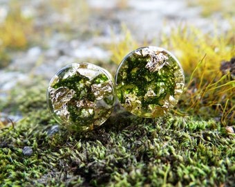 Gold plugs piercing best friend gift gold gauges witch jewelry green moss terrarium 2g plugs and tunnels resin plugs 0 gauge plugs 00g plugs