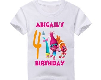 Trolls Birthday Shirt. Name and year customized. T shirt or Birthday bodysuit. Birthday shirt. Personalized Birthday Shirt.