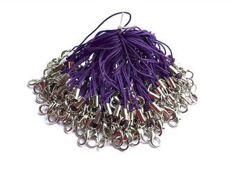 20 Purple Cell Phone Straps/Zipper Pulls/With Lobster Clasps