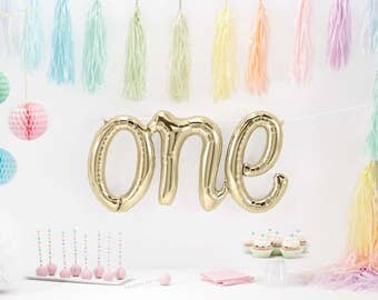 One Script Balloon - First Birthday Party - Birthday Decor - Smash Cake Photo Prop - First Birthday Photo Prop - Mylar/Foil/Letter Balloon