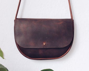 brown oiled leather crossbody bag, leather purse, leather bag,boho, leather tote