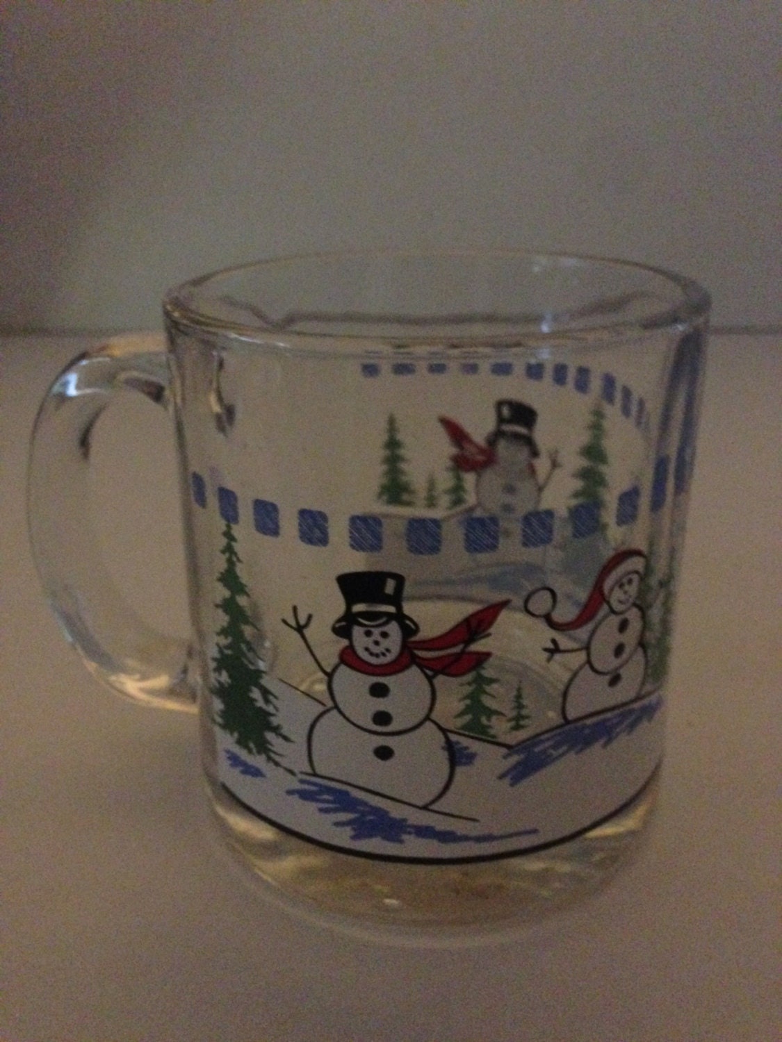 Vintage Mugs Christmas Snowman Glass Mugs Set of 4