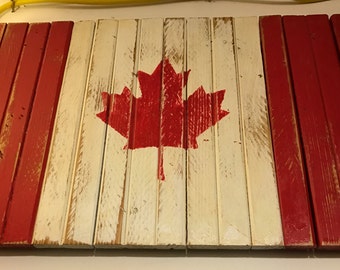 Handcrafted Wood Canadian Flag