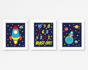 Outer Space Nursery Decor, Rocket Nursery Wall Art, Baby Boy Nursery Decor, Space Bedroom Wall Art, Space Baby Shower Gift, New Baby Boy