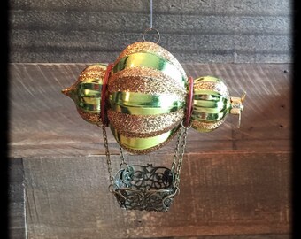 Steampunk Airship Holiday Ornament- Green