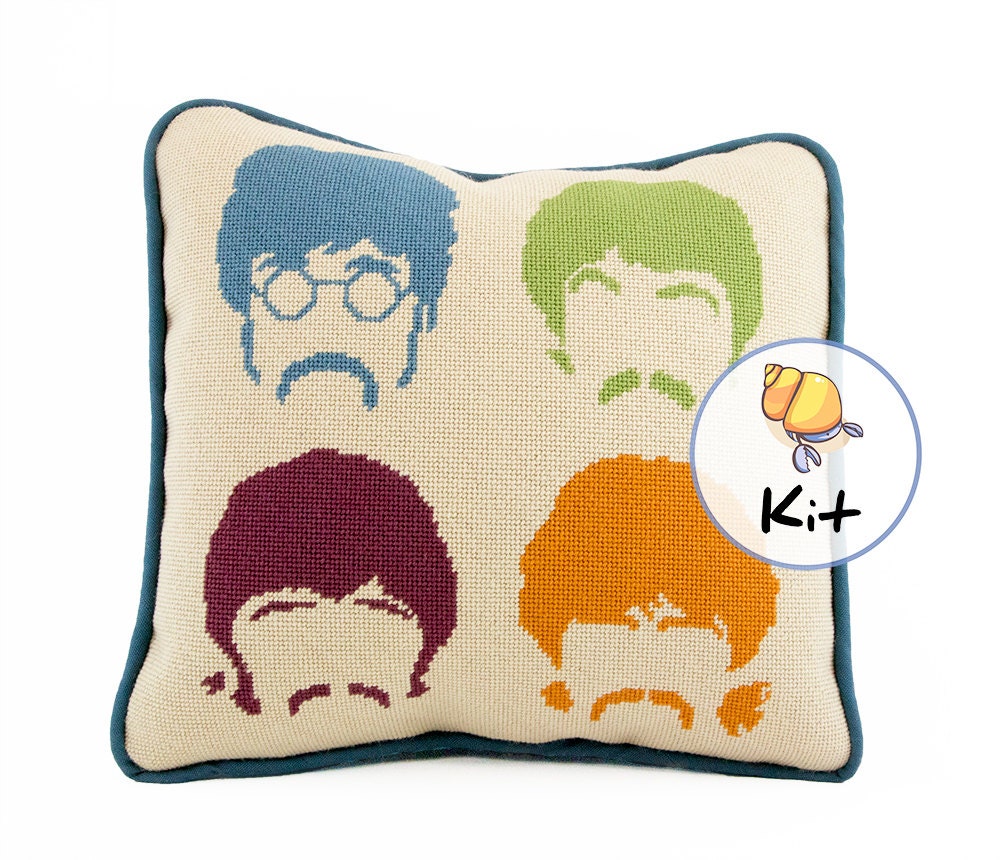 Needlepoint Beatles pillow kit Modern needlepoint kits