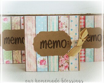 Mini Notebook, Sticky Notes, Stationery, Post-it-note holders, Notes, Memo, Office, Teacher, Party Favor, Gift, Shabby Chic, Cottage Chic,