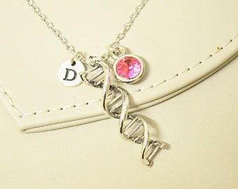 DNA necklace, Science necklace, Chemistry Jewelry, Biology Gift, biochemistry, molecular, Doctor, Nurse Gift, Blood Gift, Double Helix DNA