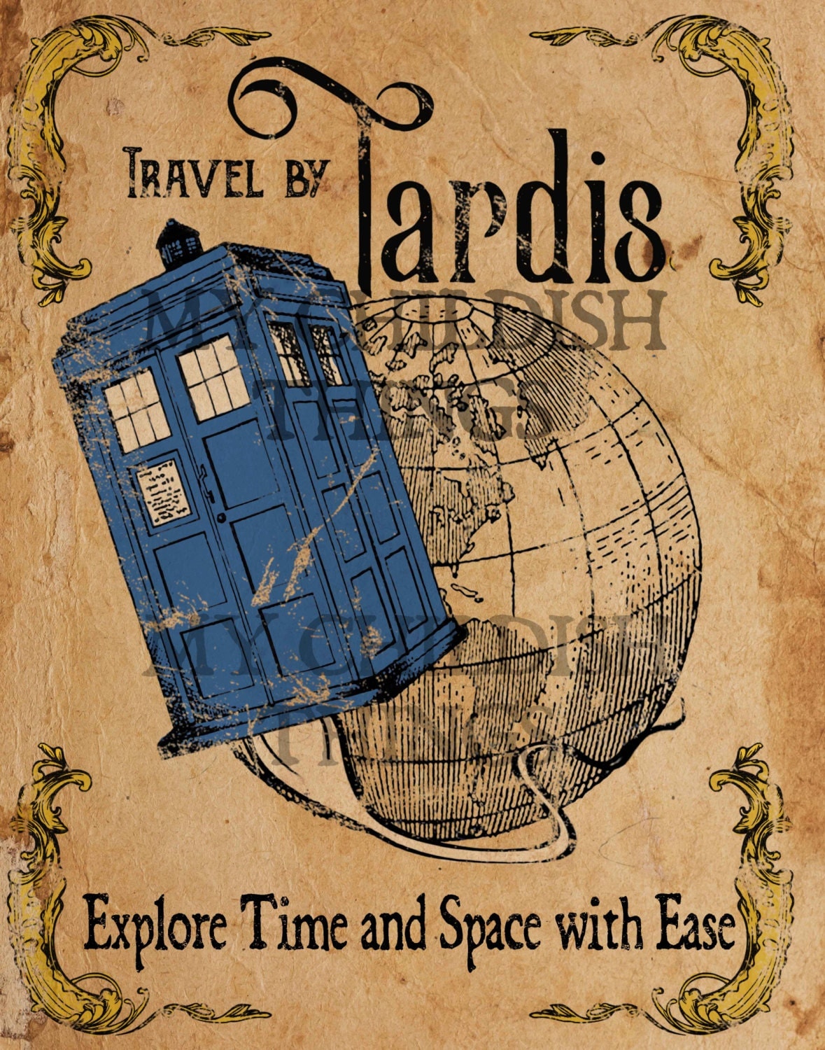 Doctor Who Tardis Vintage Style Poster Multiple Sizes 5x7