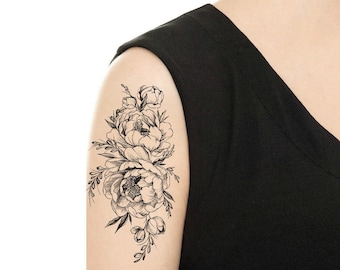 TEMPORARY TATTOO - Vintage Rose / Peony Tattoo - Various Patterns