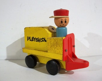 Vintage Playskool Train and Engineer Dude - FREE SHIPPING!!!