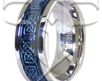 Celtic Spinner Ring | Stainless Steel Dark Blue Celtic Spinner Ring | Worry Band | Blue Rings | Spinner Rings | Celtic Ring