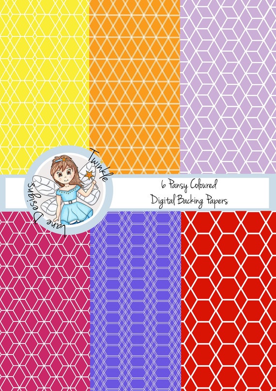 Hexagon Pattern, Digital Papers, Geometric Print, Brights, Six A4 Pages, Papercrafting, Lined Paper, Shapes, Vector Patterns, Printable