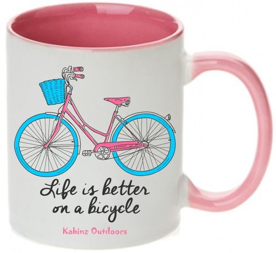 Pink Bicycle Mug Bicycle Coffee Mug Coffee Mugs Bike Mugs