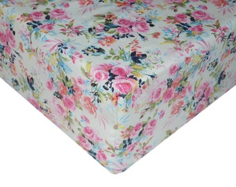 Fitted Crib Sheet, Girl Nursery, Floral Baby Bedding, Changing Pad Covers, Floral Nursery, Shabby Chic Nursery
