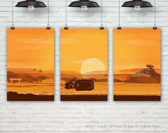 Rey Star Wars Poster. The Force Awakens Art Print. Pop Art Movie Art Prints. Pop Culture & Modern Home Decor. Set of 3 Prints. Item No.: 136