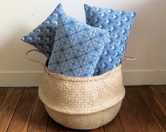 Coussin indigo géométrique "Mila"