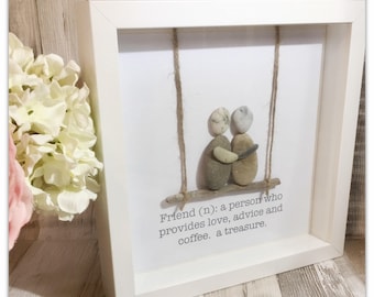 Handmade Pebble Art, Pebble Art Friends, Pebble Picture Friends, Pebble Gifts, Framed Pebble Pictures.