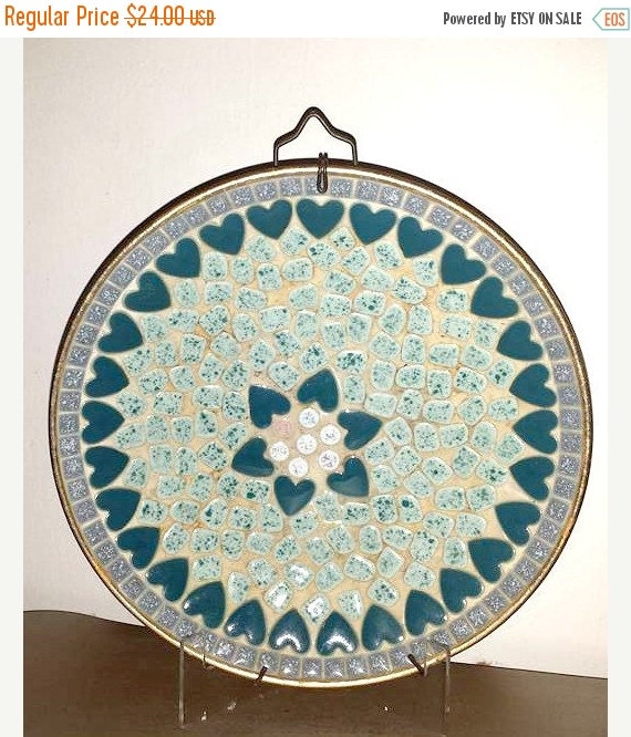Vintage Mosaic Tile PlateTurquoiseMosaic by JunkYardBlonde on Etsy