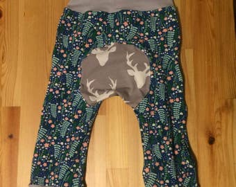 Flower Grow With Me Pant // Maxaloones // Miniloones // Cloth Diaper Pants // Bum Circle Pants // Baby Pants // Baby Leggings