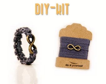 diy gift kit - DIY jewelry kit - free crochet pattern - DIY Infinity ring - crochet thread - DIY ring kit - diy jewelry - MudenoMade