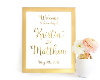 Gold Wedding Welcome Sign, Gold Welcome Sign, Wedding Reception Sign, Custom Wedding Welcome Sign, DIY Welcome Sign, GFWF