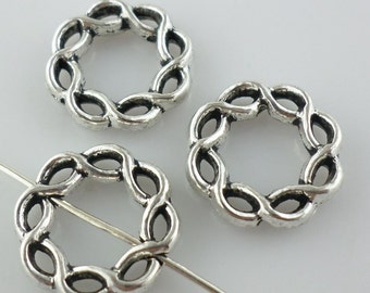 28/220pcs Tibetan Silver Perforation Rings Spacer Beads 15.5x3mm