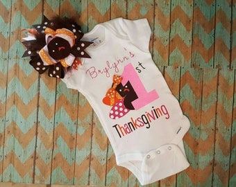 Baby's first thanksgiving outfit - 1st turkey day first thanksgiving, Baby shower gift, baby gift, Thanksgiving