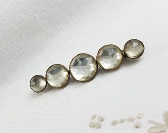 Antique RARE Vintage Victorian Vauxhall Glass Bar Brooch Mirror Glass Bar Brooch