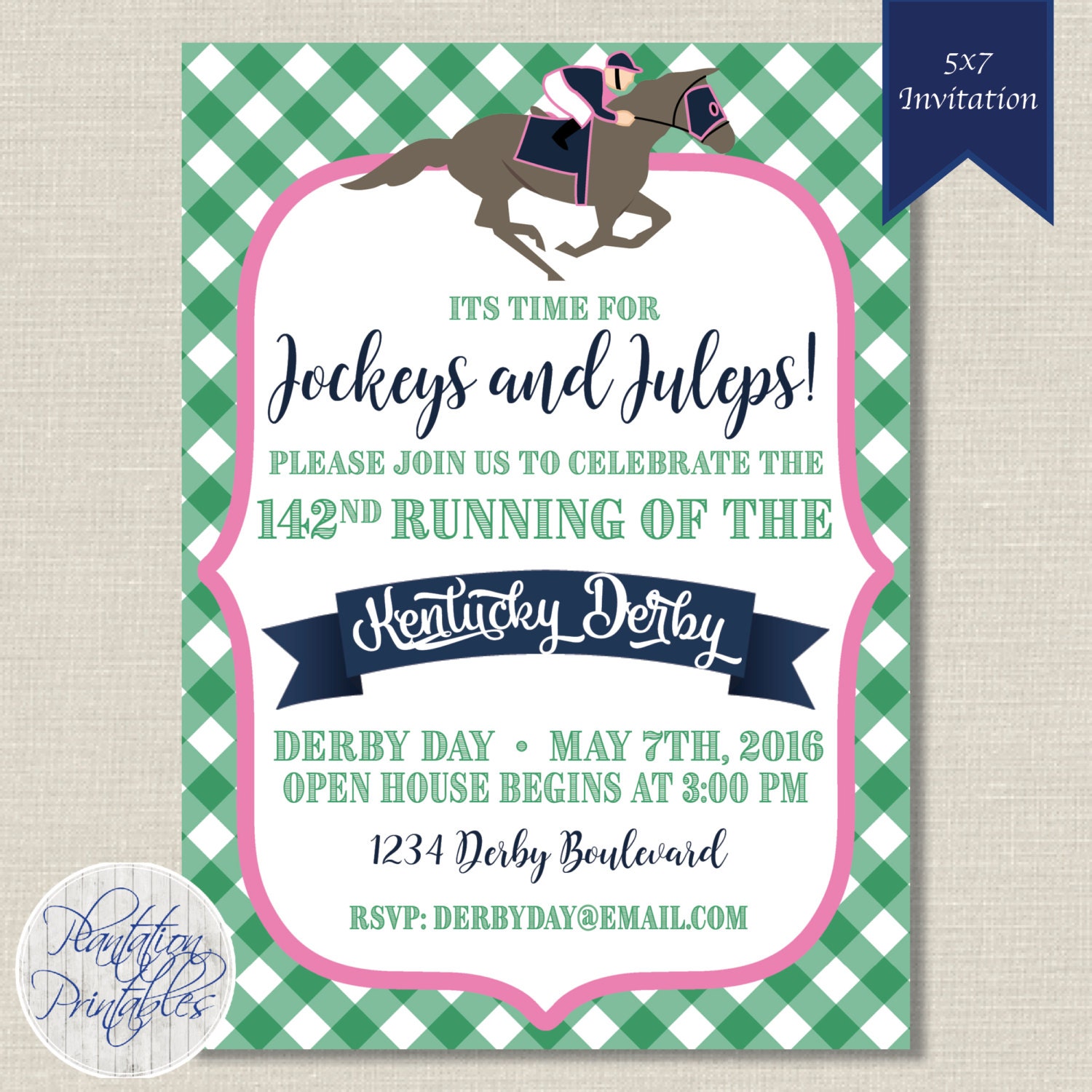 Kentucky Derby Party Jockeys and Juleps Digital File You