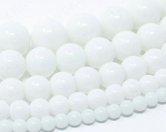 White Agate Beads Natural Gemstone Round Loose - 4mm 6mm 8mm 10mm 12mm - 15.5" Strand