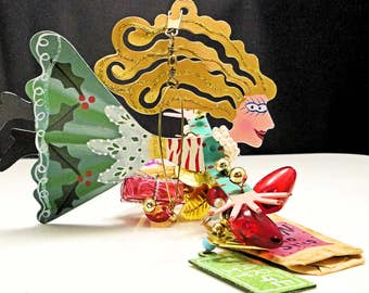 Shopping Addict Christmas Ornament Flying girl Born to Shop Shopper Figurine
