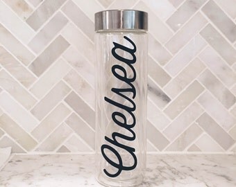 Custom Glass Water Bottle - Glass Water Bottle, Custom Water Bottle, Travel Cup, Personalized Bottle, Hydrate, Gifts for Her, Gifts for Mom