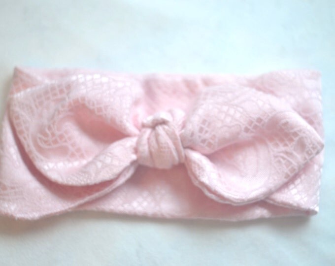 lace pink knot headband pink baby girl headband pink bow headband girl newborn headband pink headwrap toddler girl pink bow head wrap