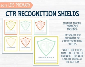 CTR Spotlight Recognition Shields - for 2017 LDS Primary theme