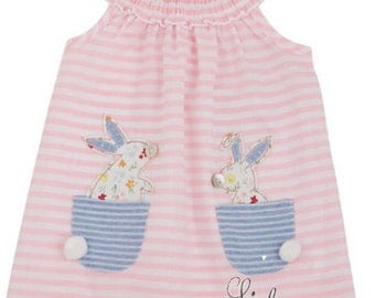 Bunny Pocket Dress ~ Mud Pie Easter Dress ~ Girls Easter Dress ~ Monogrammed Easter