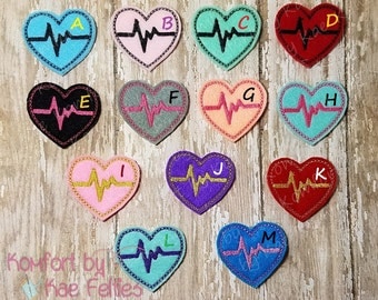 EKG Heart Felties- (set of 4) UN-CUT