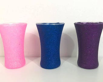 Glitter shot glass - any colour - hen night, birthday, 21st, 18th, present, gift