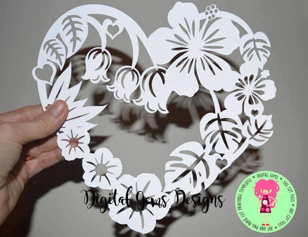 Flower frame paper cut svg / dxf / eps files and pdf / png