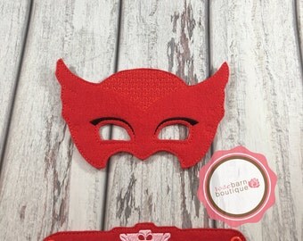Owlette Mask and Bracelet Set, Owl Mask, PJ Mask Set, PJ Mask, Felt Mask, party Favor