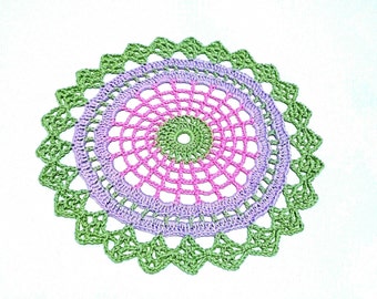 Spring Mandala Crochet doily 9" Easter home decor
