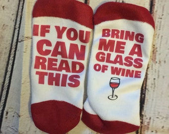 Bring Me Wine Socks (Socks will be white but heel color may vary- out of red heel)